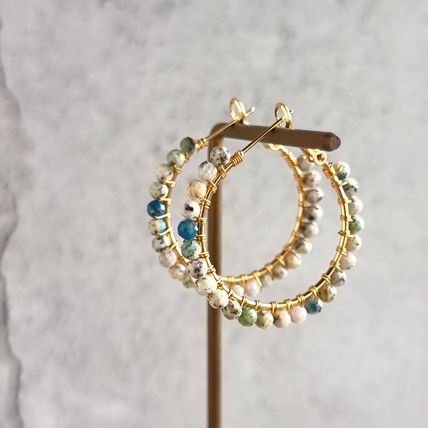 K2 Jasper - Medium Hoop Gemstone Earrings