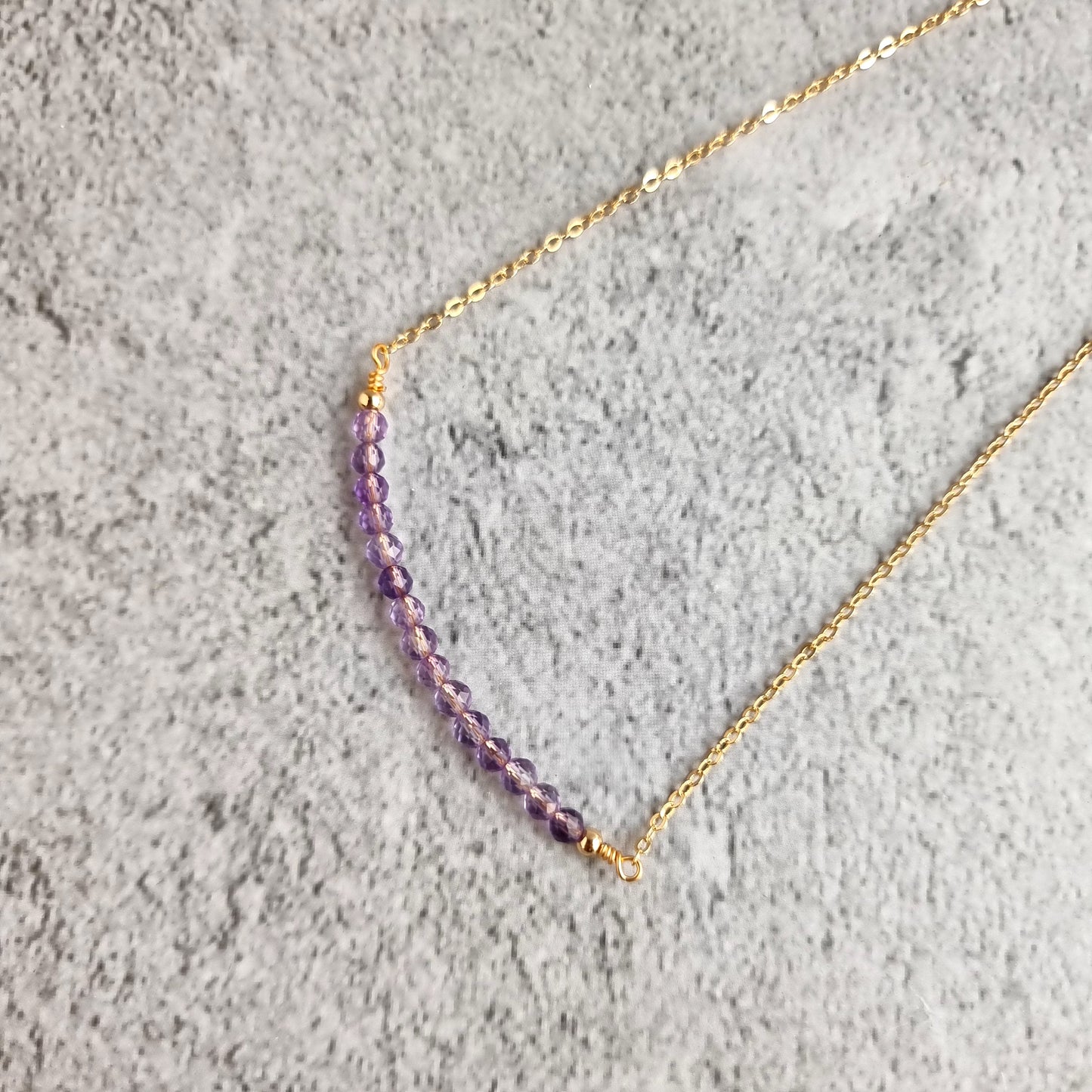 Bar Gemstone Necklace - Amethyst
